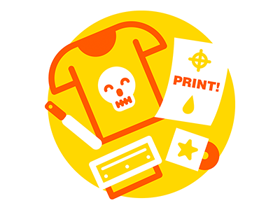 Print (!) doodle handmade icon illustration logo screenprinting service studio