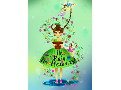 Dribbble Rain Flower design fiverr handwriten ilustration label typography