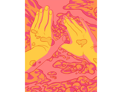 Doppelganger X hands illustration neon slime surreal