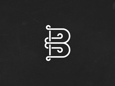 B monogram black complex curves letter logo logotype mark monogram white