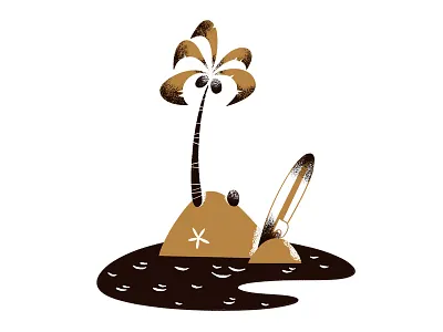 Desert Island beach cartoon desert hand drawn illustration palm tree retro sea summer sun surf vacation