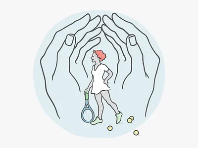 Illustration for healthcare company's web page active branding care hands healthcare healthy illustration tennis vector web woman