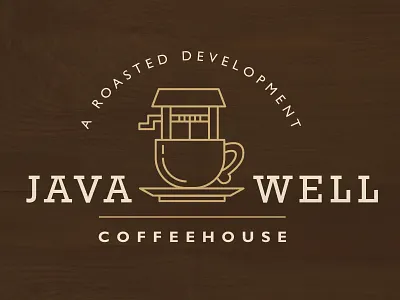 Java + Well coffee coffeehouse java logo outline well