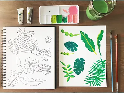 Limetree Labs Postcard process illustration painting