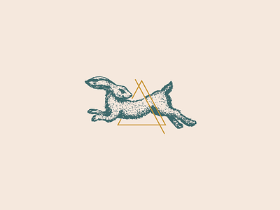 L Rabbit brand design geometric gold green hare illustration layers logo pink rabbit triangle