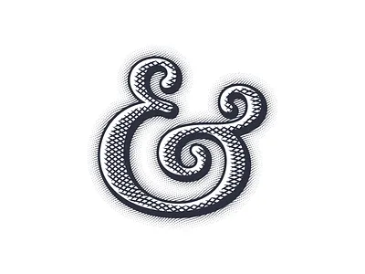 Ampersand ampersand custom engrave lettering outline type typography vector