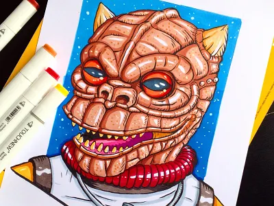 Bossk - Markers bossk cartoon drawing illustration sketch star wars villain