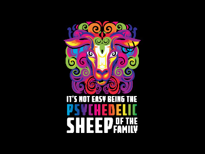 psychedelic sheep design fun neon psychedelic sheep t shirt
