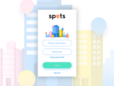 Spots Login Screen draft illustration locations login product screen