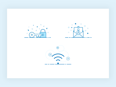 Mobile Walkthrough Illustration Exploration icons lineart mobile okta ui vector