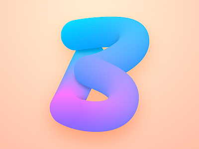 Just the B 3d gradient letter