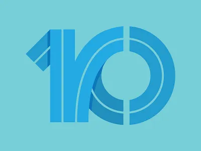 TEN 10 blue blues handmade illustrator number ten thick lines typography