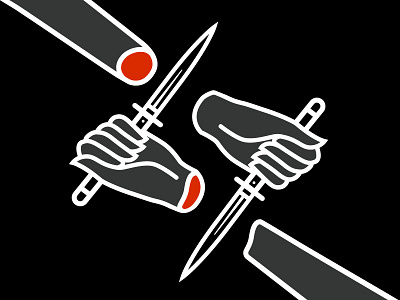 Switchblades drawing hands illustration knife vector