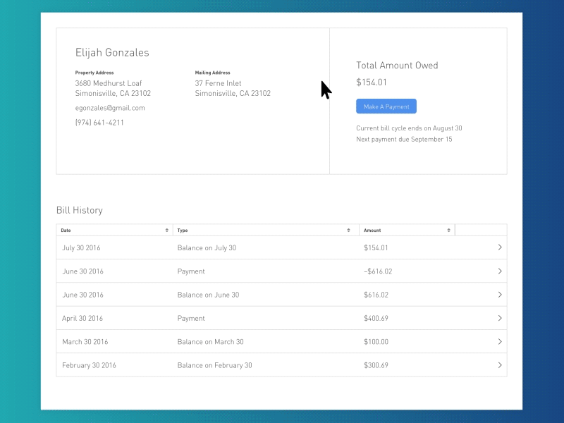 Bill Payment with Microinteractions bill microinteraction payment ui