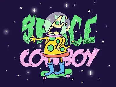 Space Cowboy vol.1 cosmos doodle mrpizza pizza skate skateboard space stars