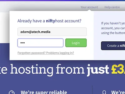 NiftyHost Login Box niftyhost