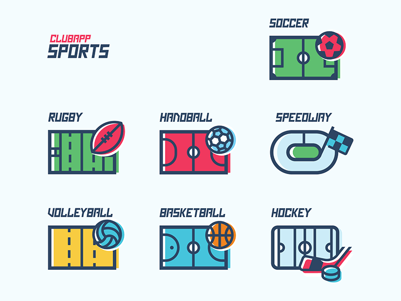 Clubapp Sports Icons balls handball hockey rugby shield soccer speedway sports volleyball