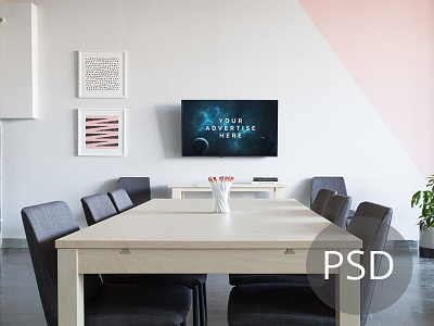 Tv Mockup PSD advertising office office room mockup room television television mockup tv tv mockup