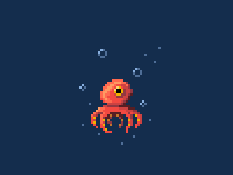 Octopus gif animation animation bubbles character gif octopus pixel pixel art swim water