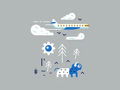 Americana america bison blue color geometry grey illustrator modern plane