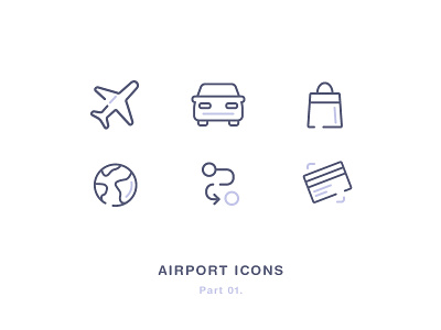 Airport Icons Part 01. airplane car card earth icons navigation outline picture rent shopping way