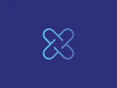 X blue icon letter logo minimal rounded x