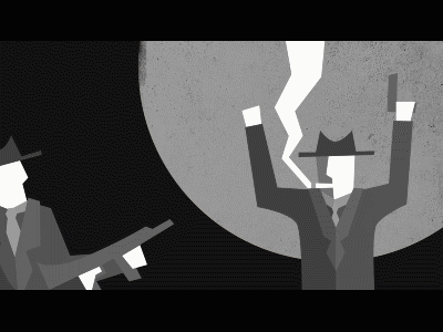 PAYBACK - Animation cigarette gun hands machine moon poster revenge smoke suits up