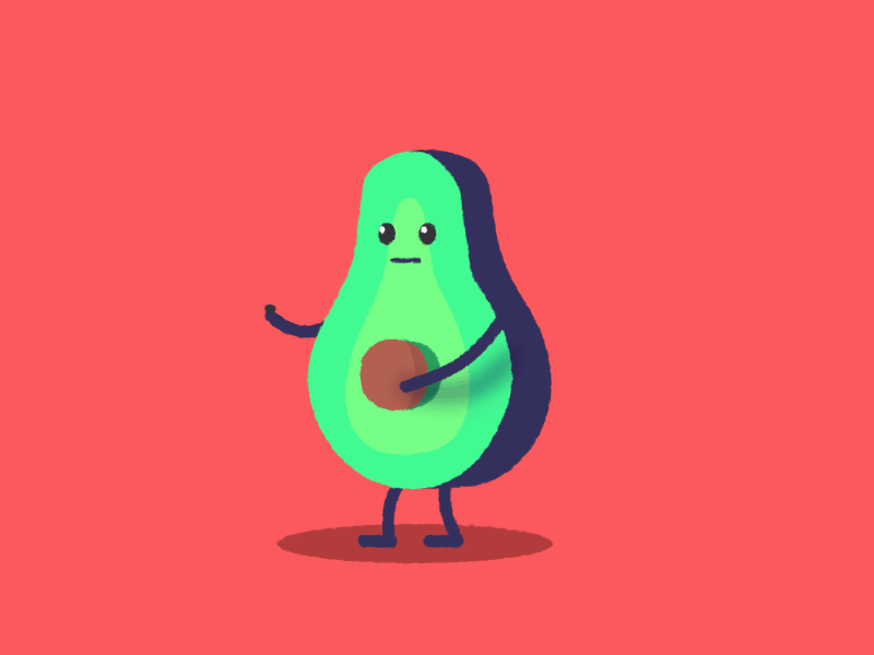 Hungry Avocado 2d avocado character cycle eat food gif loop motion vegetable walk