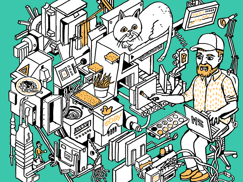 Ebay art selling machine GIF animation drawing gif illustration isometric machine movement technology