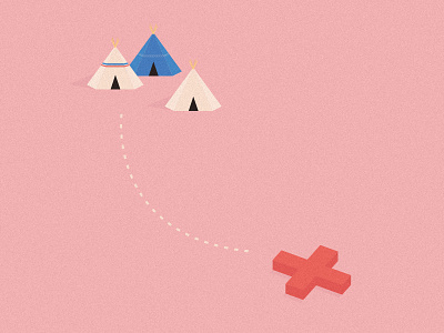 Journey clue design digital illustration journey location map pastel. flat teepee vector