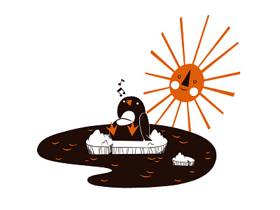 Chillin' Penguin arctic cartoon hand drawn ice illustration orange penguin retro snow sun vintage whistle