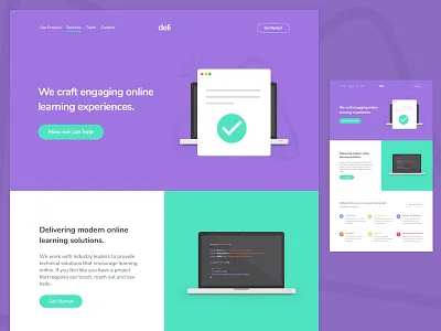 E-Learning Landing Page e learning flexbox landing page padded purple teal