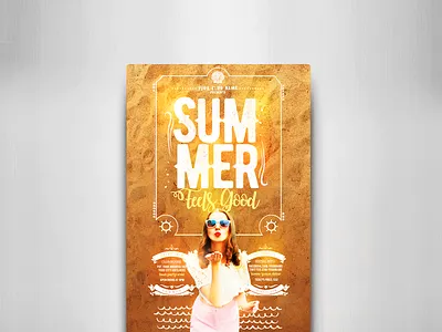 Summer Feels Good Flyer Template bar beach caribbean fest fresh fun holidays hotel summer sunshine travel tropical