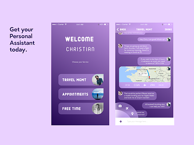 DailyUI #013 Direct Messaging Personal Assistant app assistant daily management messaging personal purple ui