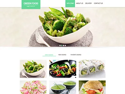 Restaurant website flat food green restaurant veggie website