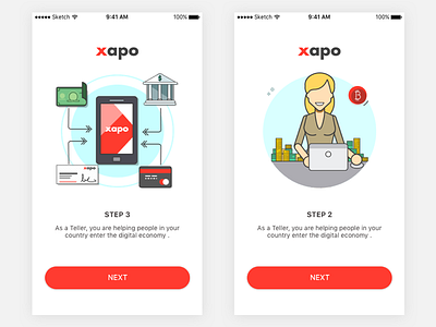 Steps android app bitcoin flat illustration ios money onboarding steps teller ui ux