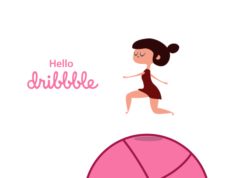 First shot character gif girl hello dribbble debut mograph run