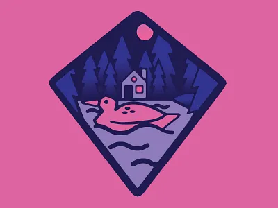 The Pink Loon animal avian badge illustration lockup loon pink