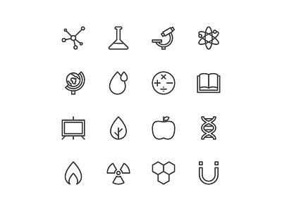 Science Icons (Line version) icon iconography iconset line outline science ui user interface