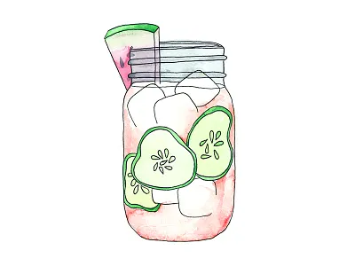 Pink-ish Drinks, part 7 alcohol cocktail drawing drink fruit fun illustration pink watercolor