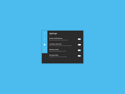 Settings 007 black blue clean daily dailyui minimal settings simple ui