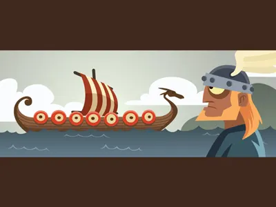 Drakkar background drakkar illustration illustrator photoshop sea ship vector viking