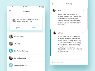Care Team & Messages care fitness healthcare hemophilia ios messaging mobile wellness