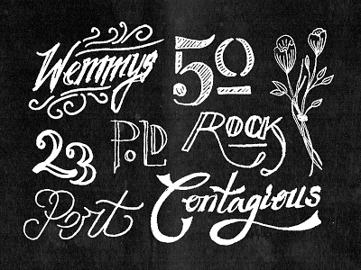 Sketchbook illustration numbers script sketch type typography