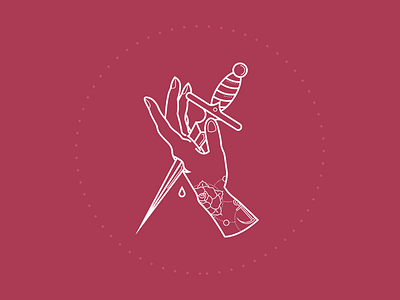 Day 24 - Hands blade blood dagger daily challenge hand illustration knife line art rose stab tattoo weapon