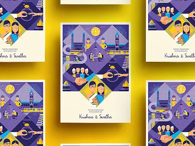 Indian wedding Invitation card culture engagement icon illustration illustrator india marriage online print website wedding