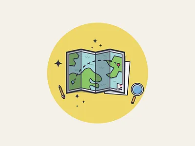 Map 2x destination illustration journey lens magic magnify map minimal paper pencil route treasure
