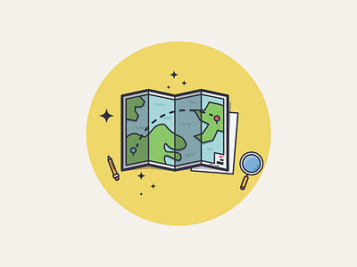 Map 2x destination illustration journey lens magic magnify map minimal paper pencil route treasure