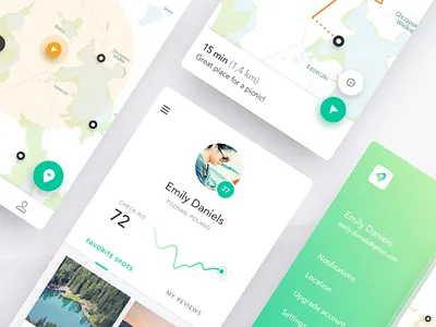 Mobile UI Kit - Sneak peak kit map mobile profile sidemenu sketch sneakpeak ui