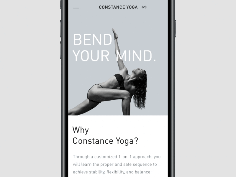 Constance Yoga Icons & Navigation animation icon menu mobile navigation parallax responsive scroll single page ui ux web